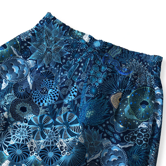 Women's cotton palazzo pants with ocean-inspired print