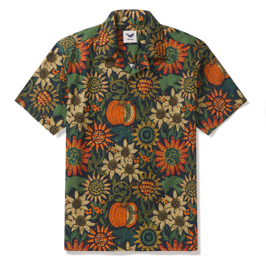 100% Cotton Hawaiian Shirt For Men Thanksgiving Camp Collar Aloha Shirt Thanksgiving By Andrea Leonelli