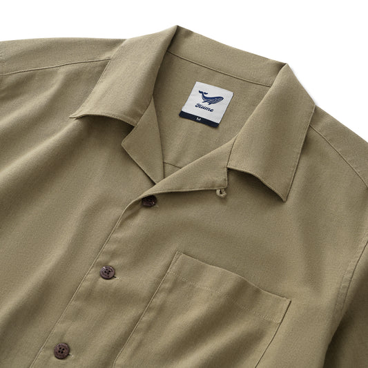 Men's Hawaiian Shirt with Camp Collar in Mustard Yellow