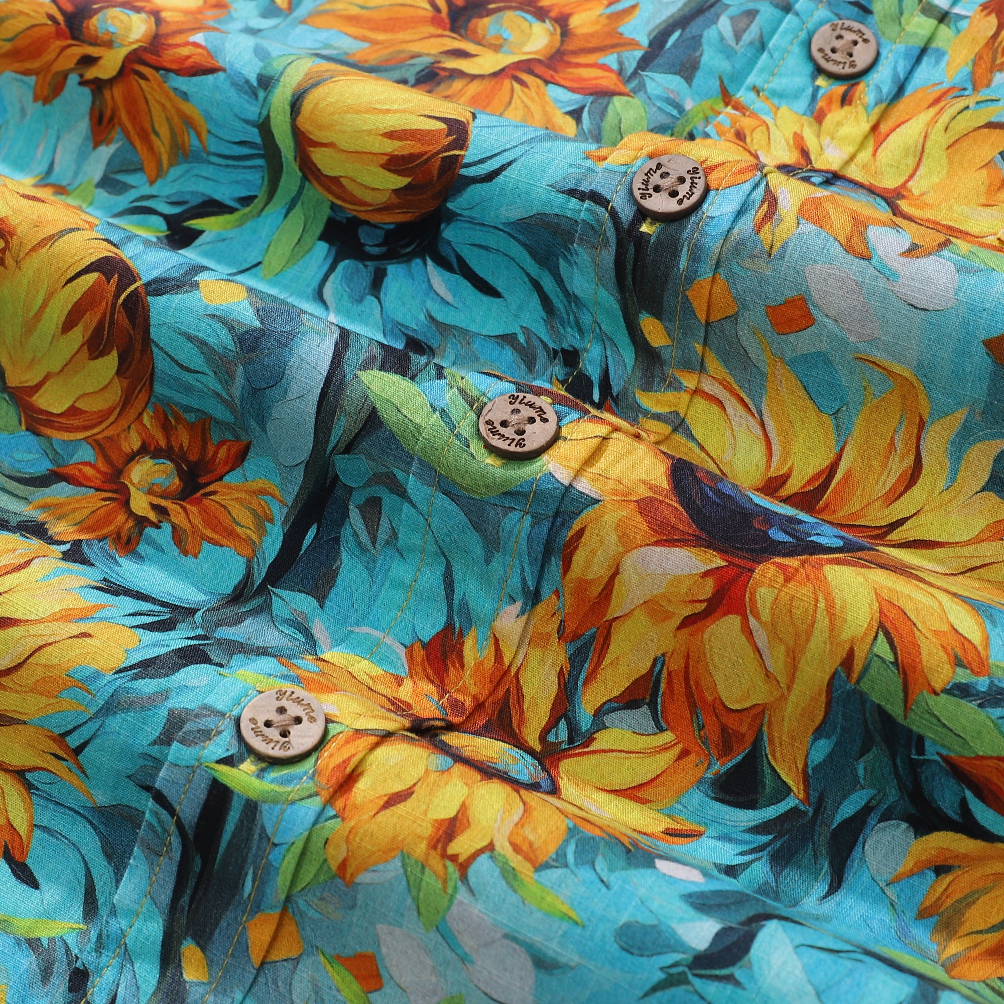 Men's Hawaiian Shirt Sunlit Tranquility Cotton Button-down Short Sleeve Aloha Shirt