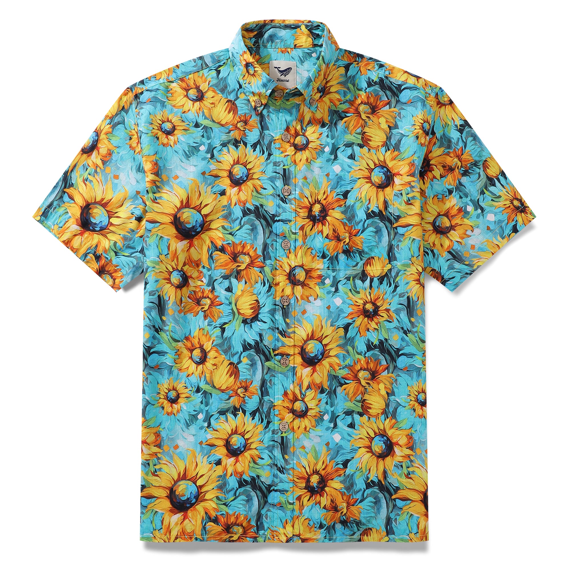Men's Hawaiian Shirt Sunlit Tranquility Cotton Button-down Short Sleeve Aloha Shirt