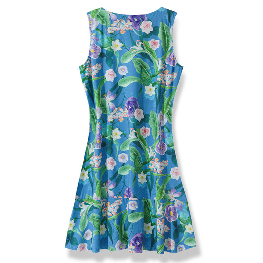 Hawaiian Dress For Women Tropical Vacation Tropical Flowers Flounce Dress Tropical Flowers Flounce Dress.