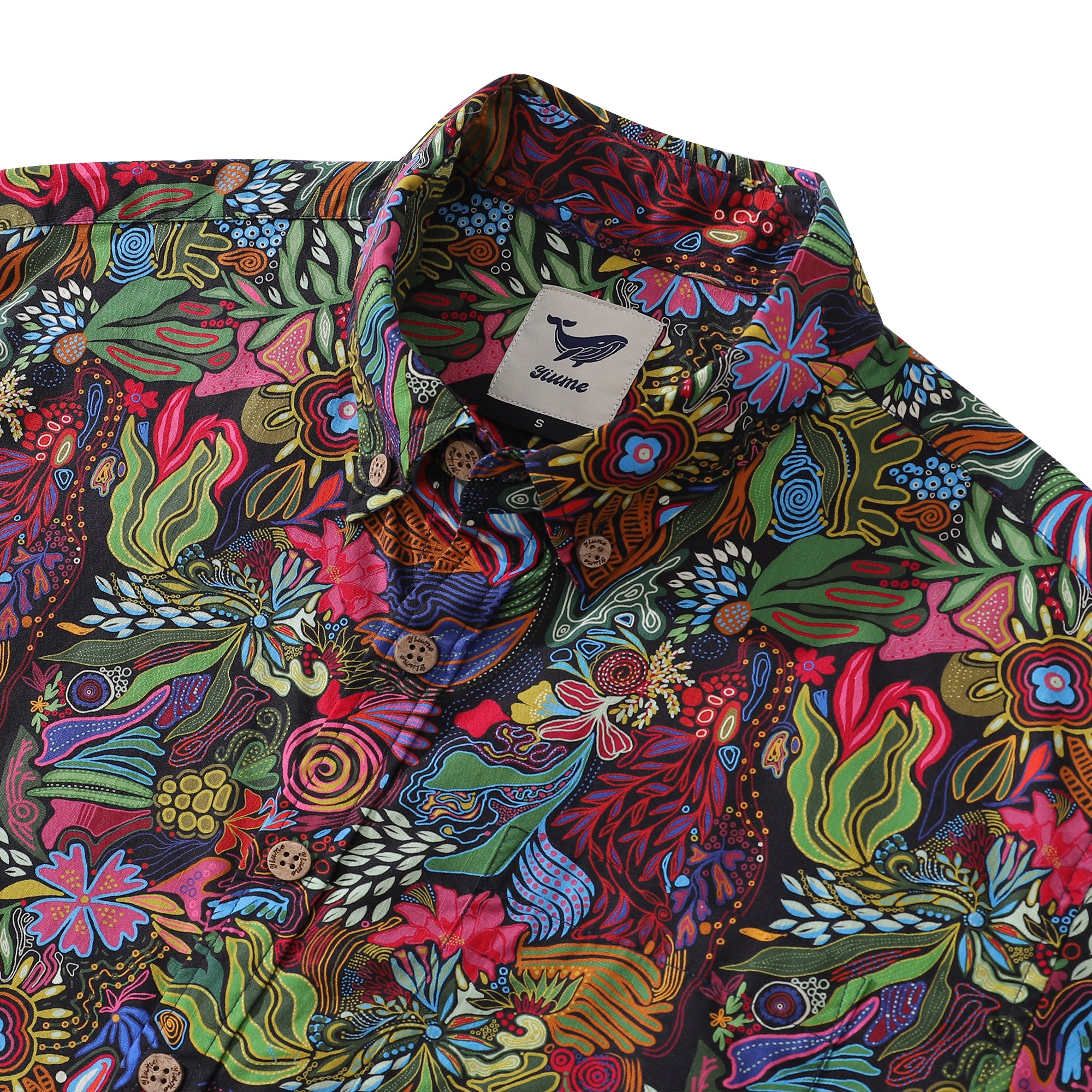 1950s Hawaiian Shirt For Men Josephine George Plants Cotton Button-down Short Sleeve Floral Shirt