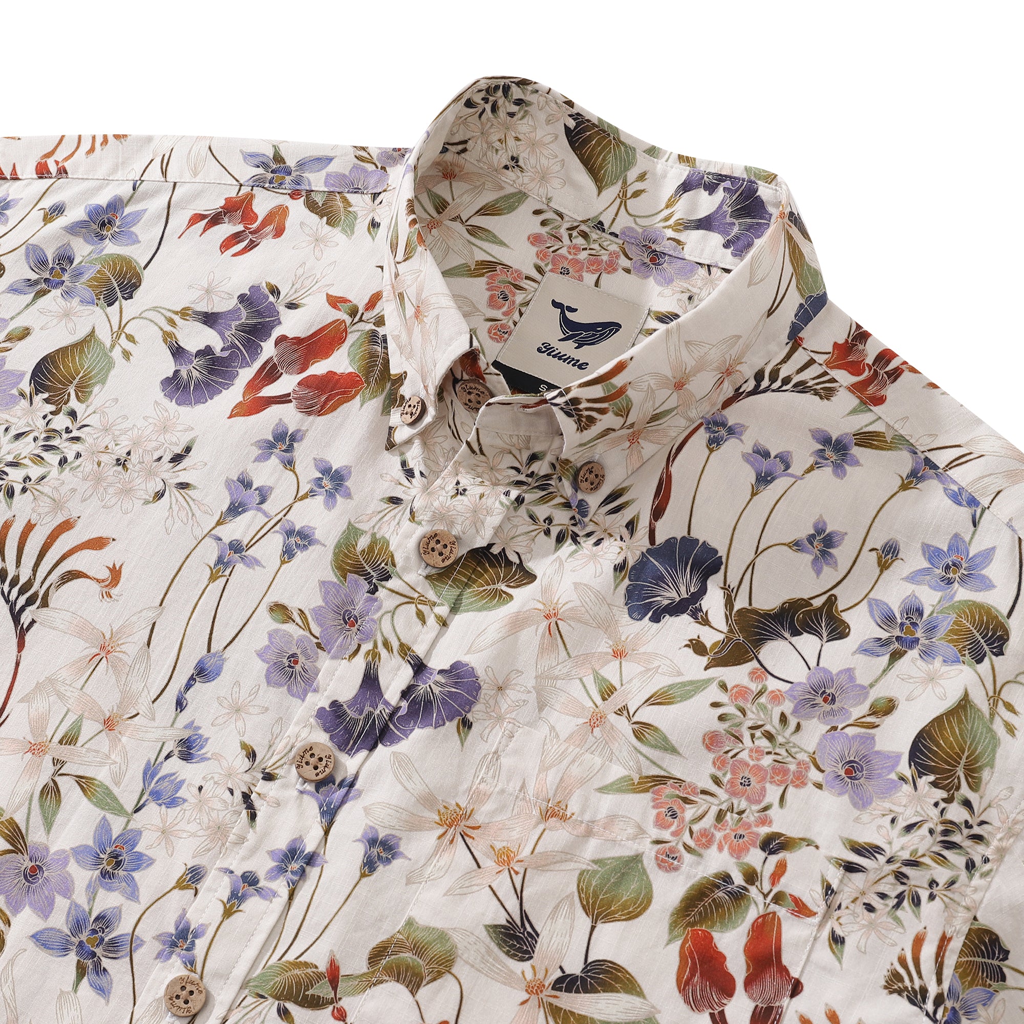 1930s Hawaiian Shirt For Men Wildflowers Print Cotton Short Sleeve Aloha Shirt
