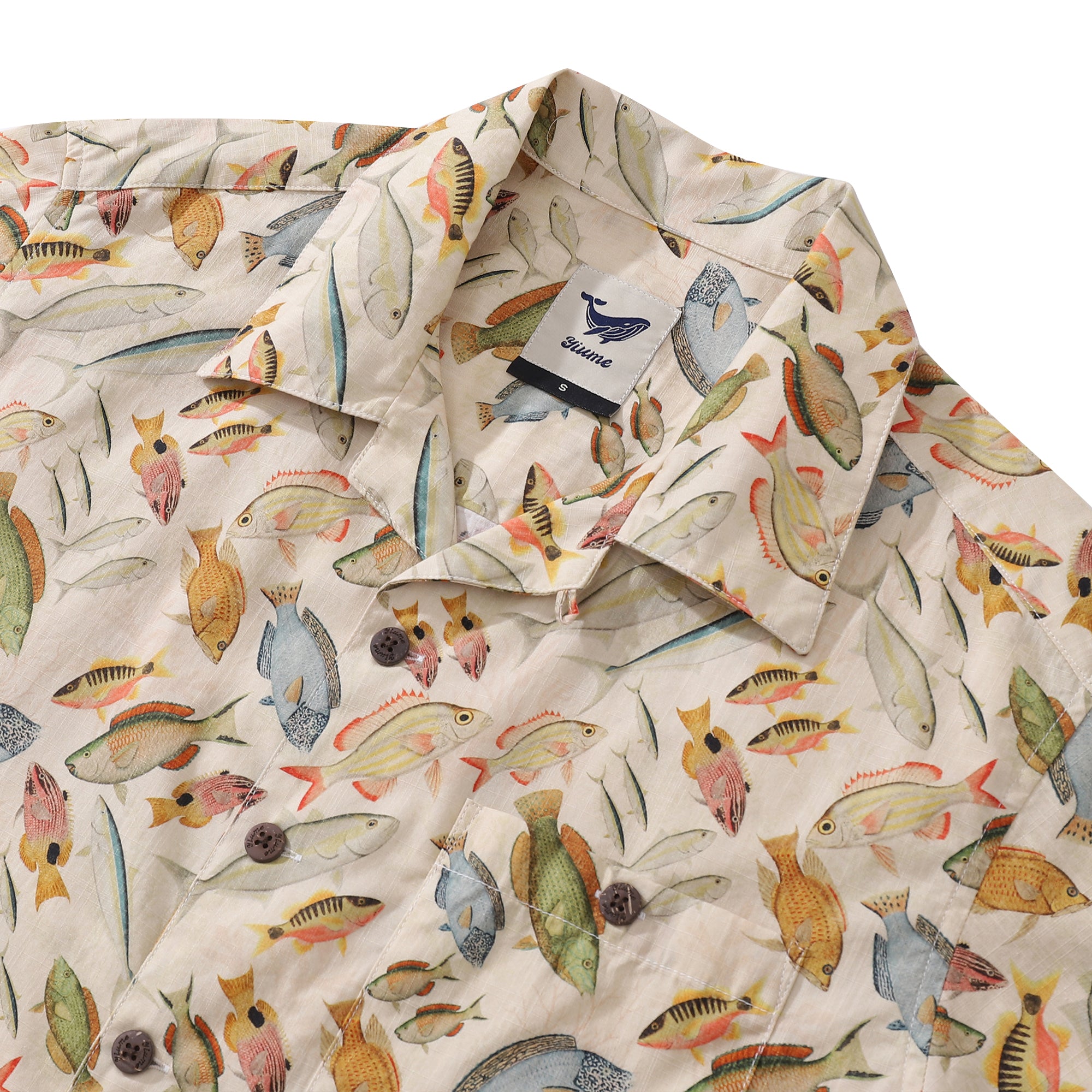 Hawaiian Shirt For Men Dancing Fish Shirt Camp Collar 100% Cotton
