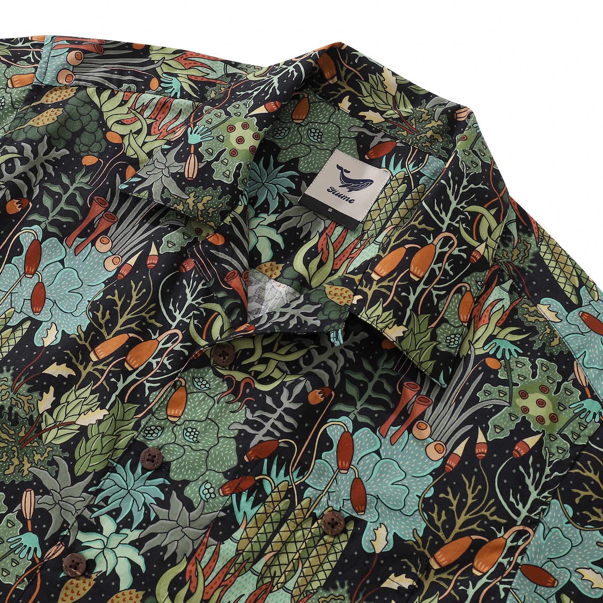 Hawaiian Shirt For Men 1950s Vintage Moss Meadow Shirt Camp Collar 100% Cotton