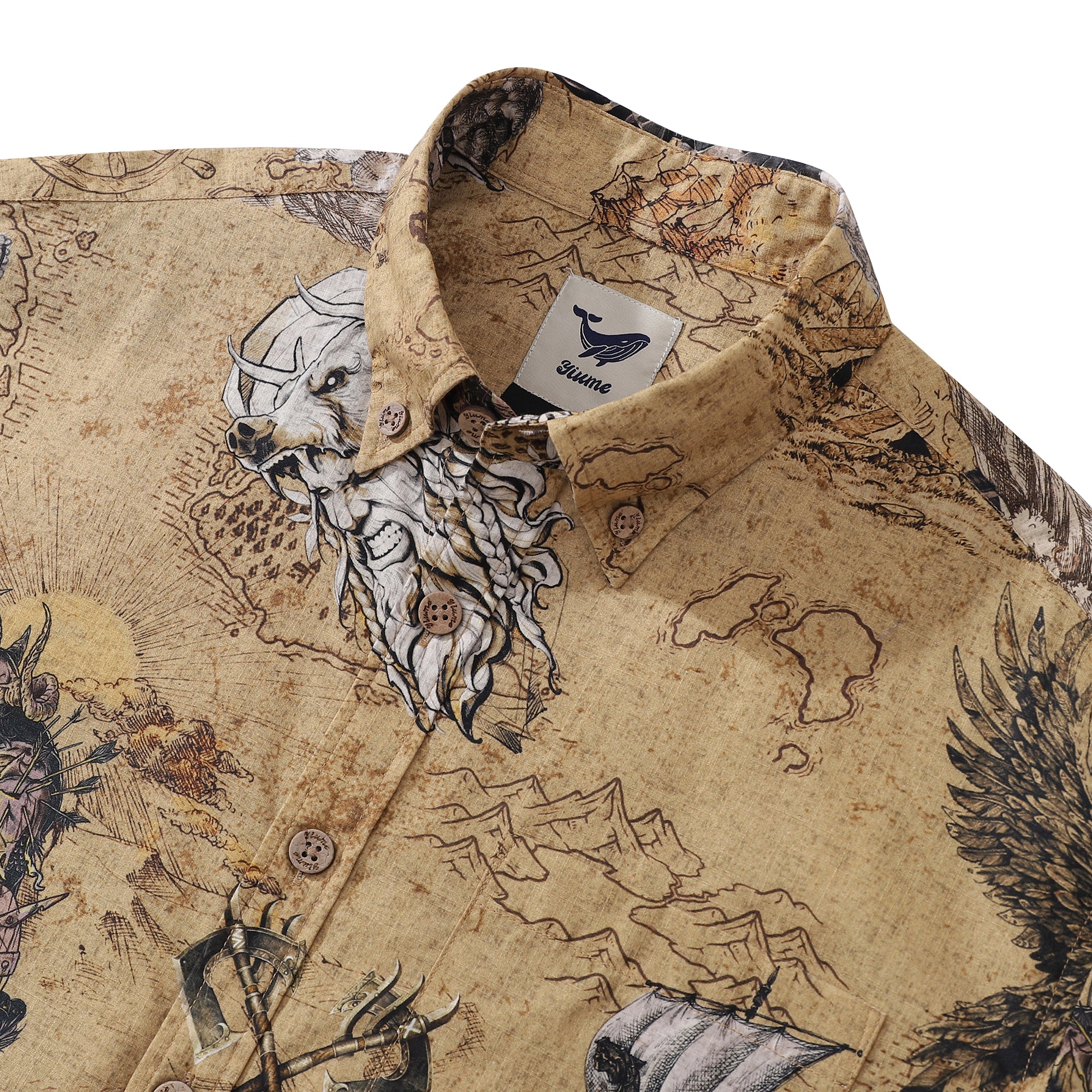 Men's Hawaiian Shirt Swashbucklers' Quest Cotton Button-down Short Sleeve Aloha Shirt