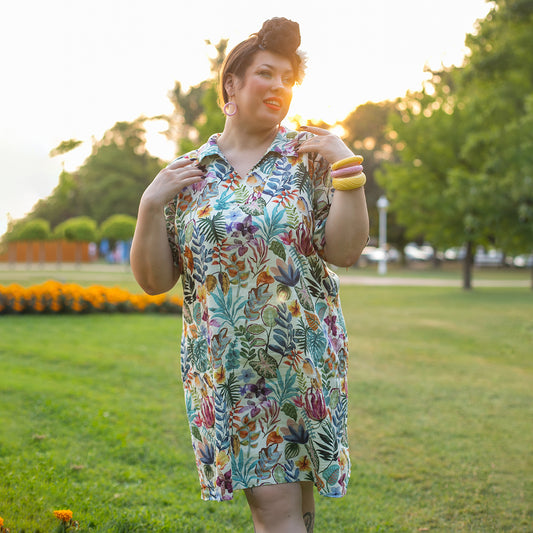 Hawaiian Dress For Women Tropical Vacation Dress Afternoon Garden V-Neck Dress Afternoon Garden Dress