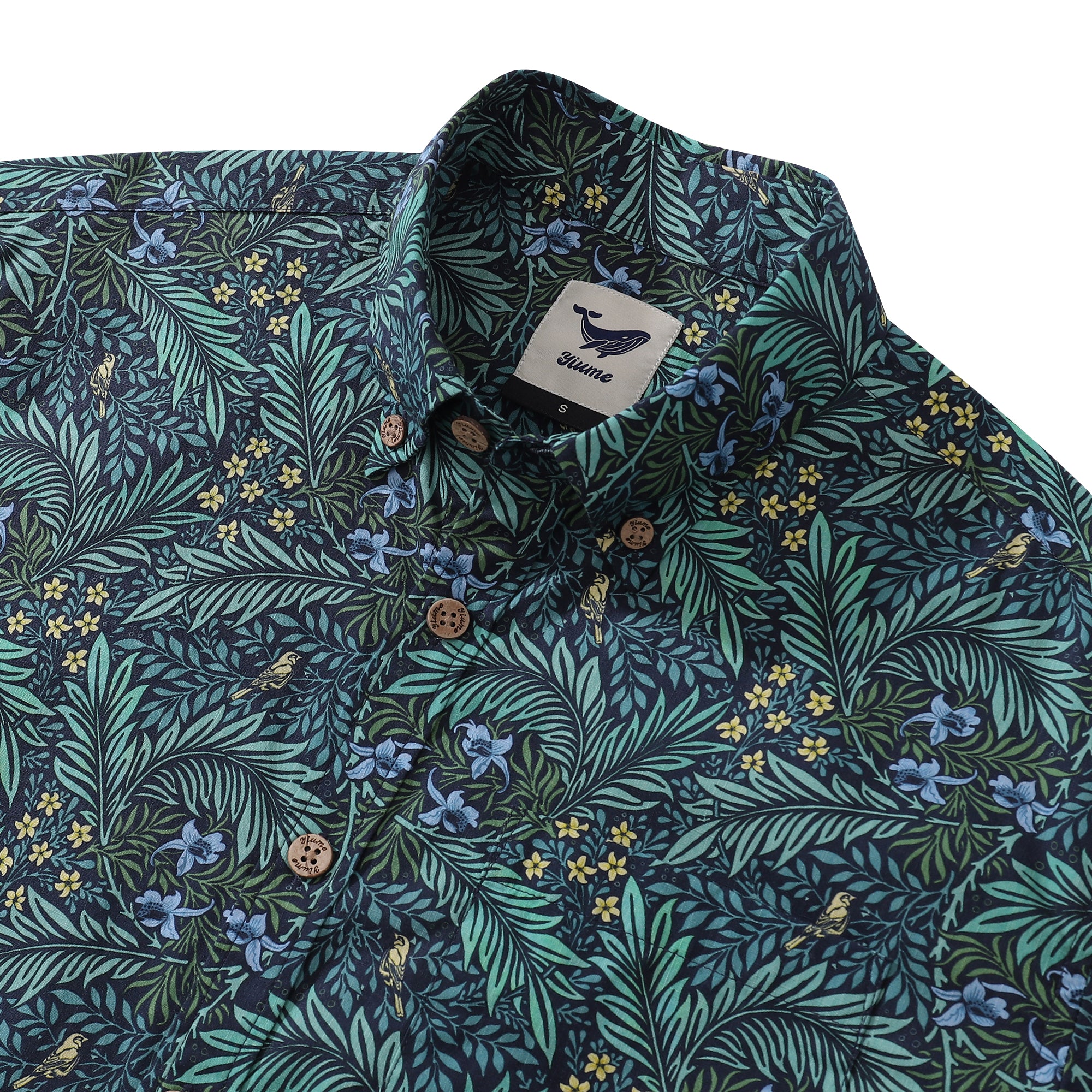 1950s Vintage Hawaiian Shirt For Men Foreat Mist Cotton Button-down Short Sleeve Tropical Aloha Shirt