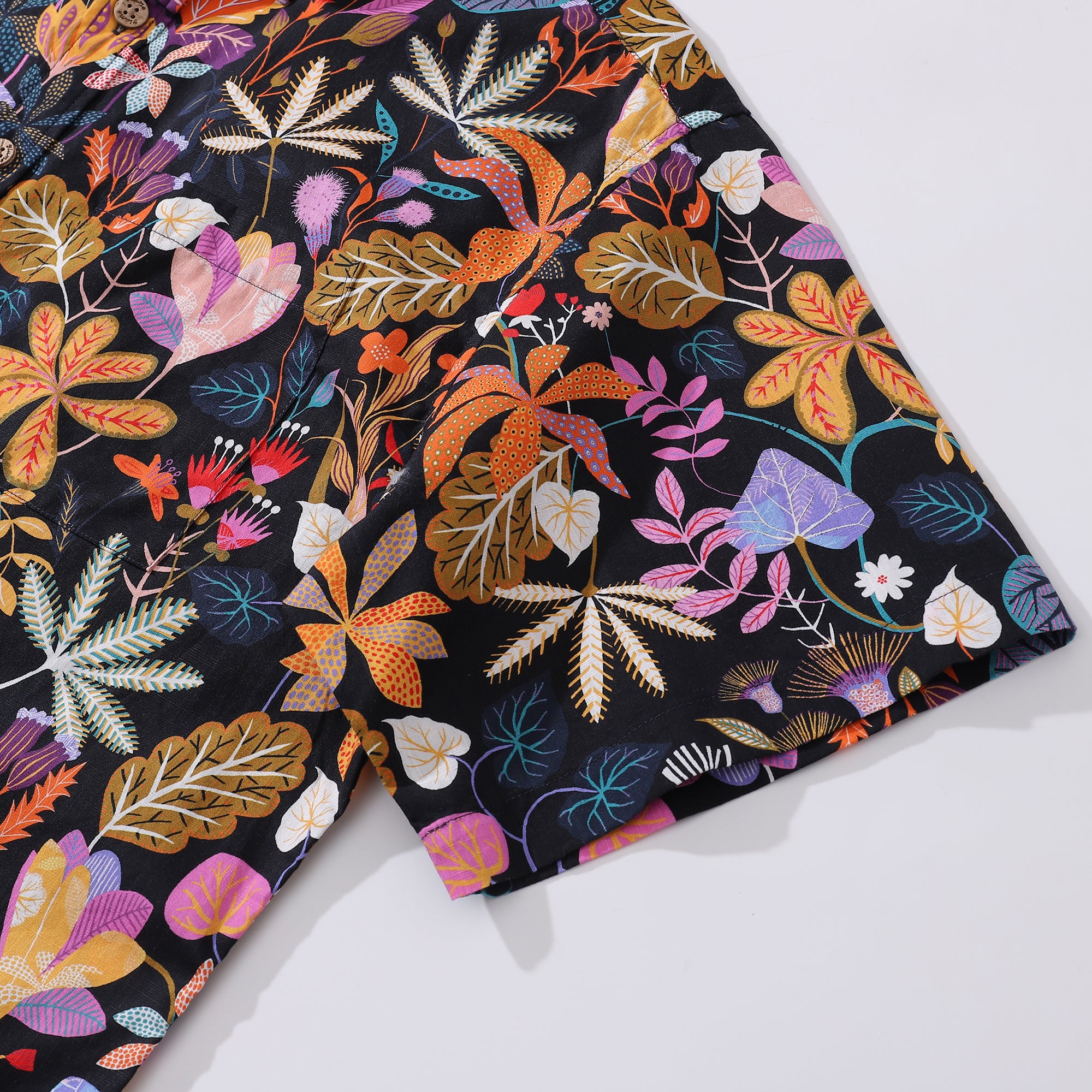 1950s Floral Hawaiian Shirt For Men Gardenia Cotton Button-down Short Sleeve Print Shirt