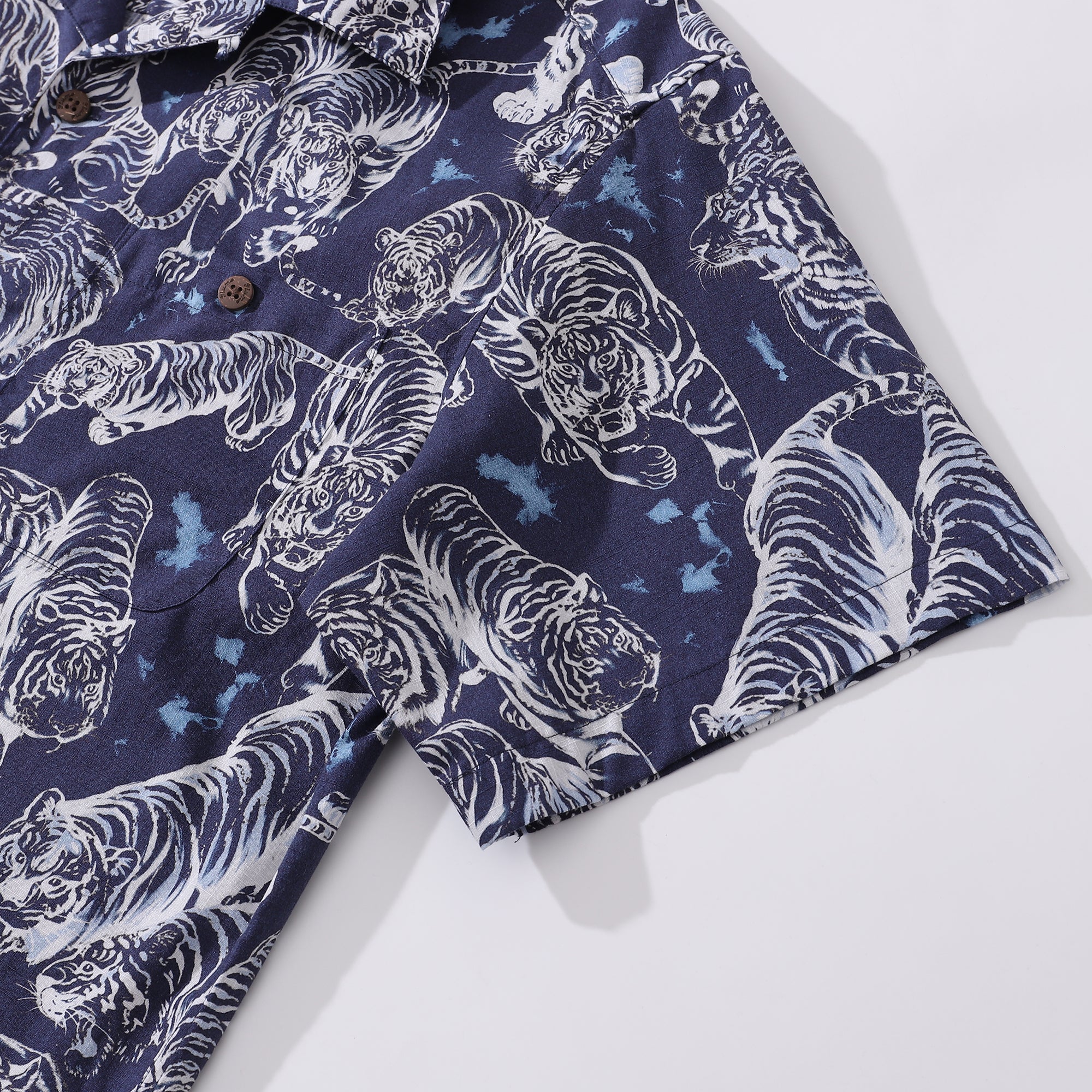 Hawaiian Shirt For Men Tiger King Contest Print Shirt Camp Collar 100% Cotton
