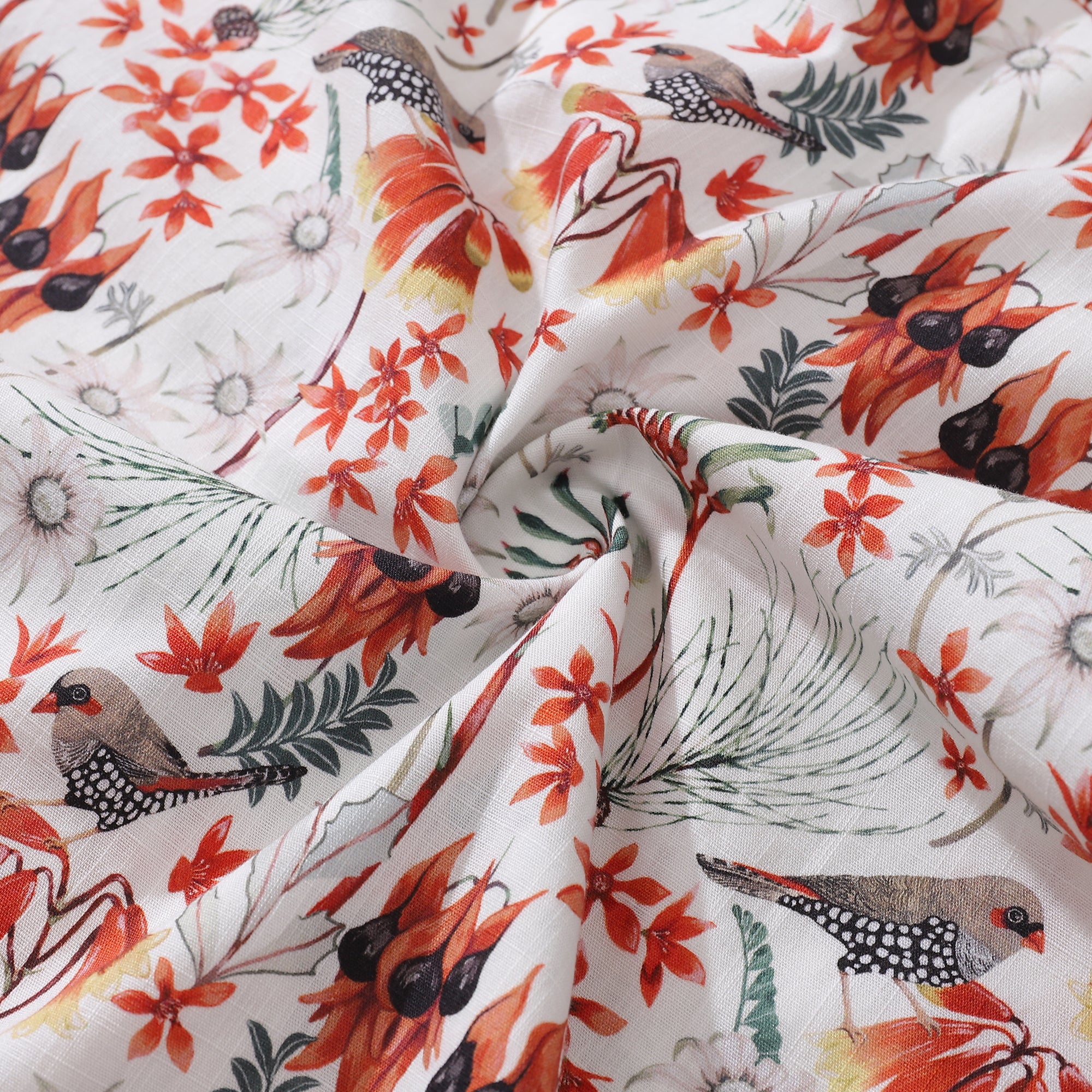 Hawaiian Shirt For Men Firetail Finches By Eloise Button-down Short Sleeve 100% Cotton Shirt