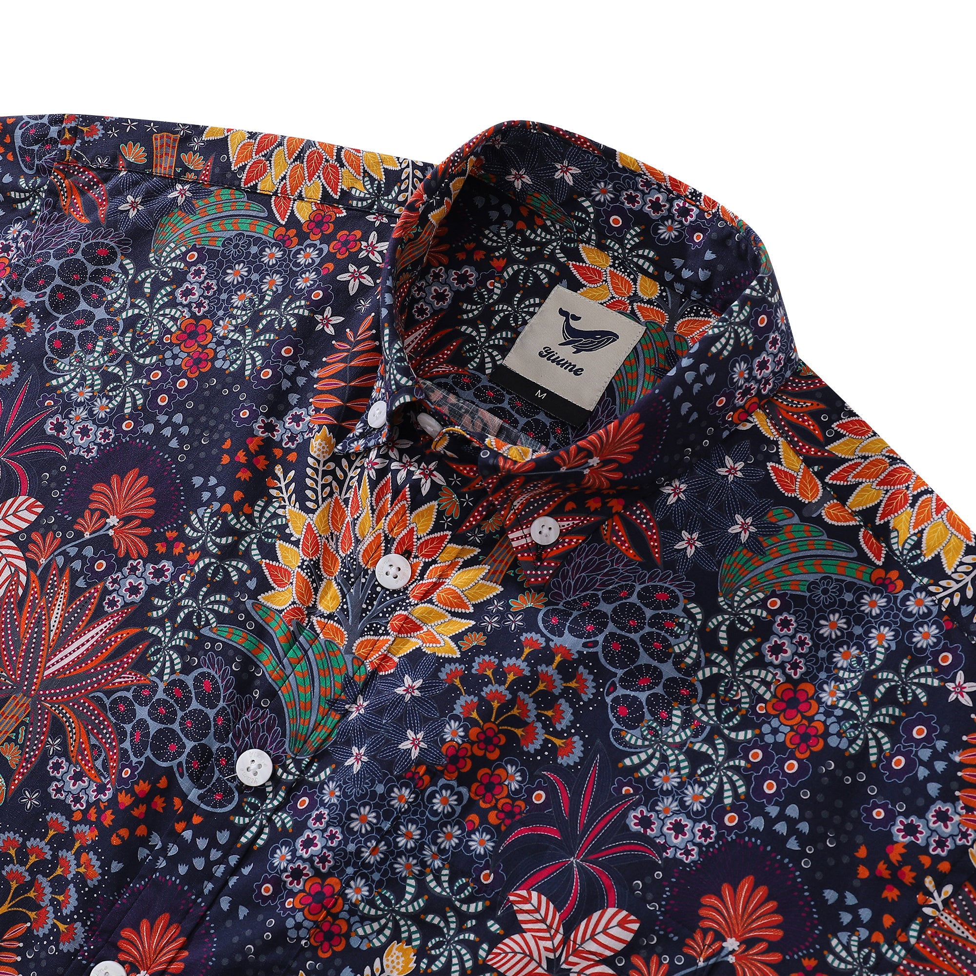 1950s Tropical Hawaiian Shirt For Men Quirky Plants Print Short Sleeve Cotton Aloha Shirt