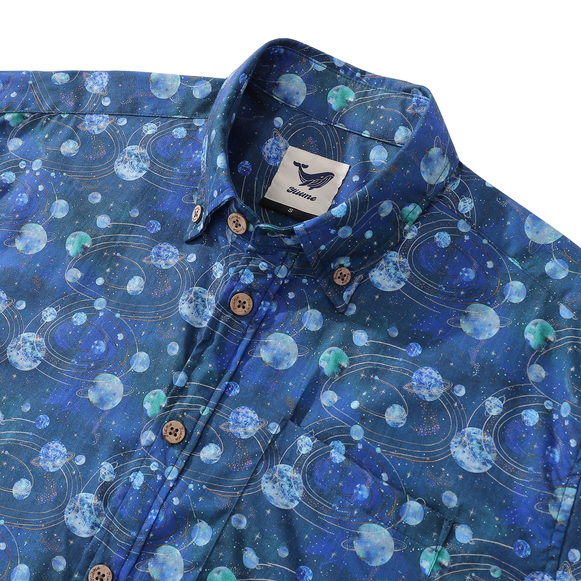 Men's Hawaiian Shirt Lost in Space By Catharina Edlund Cotton Button-down Short Sleeve Aloha Shirt