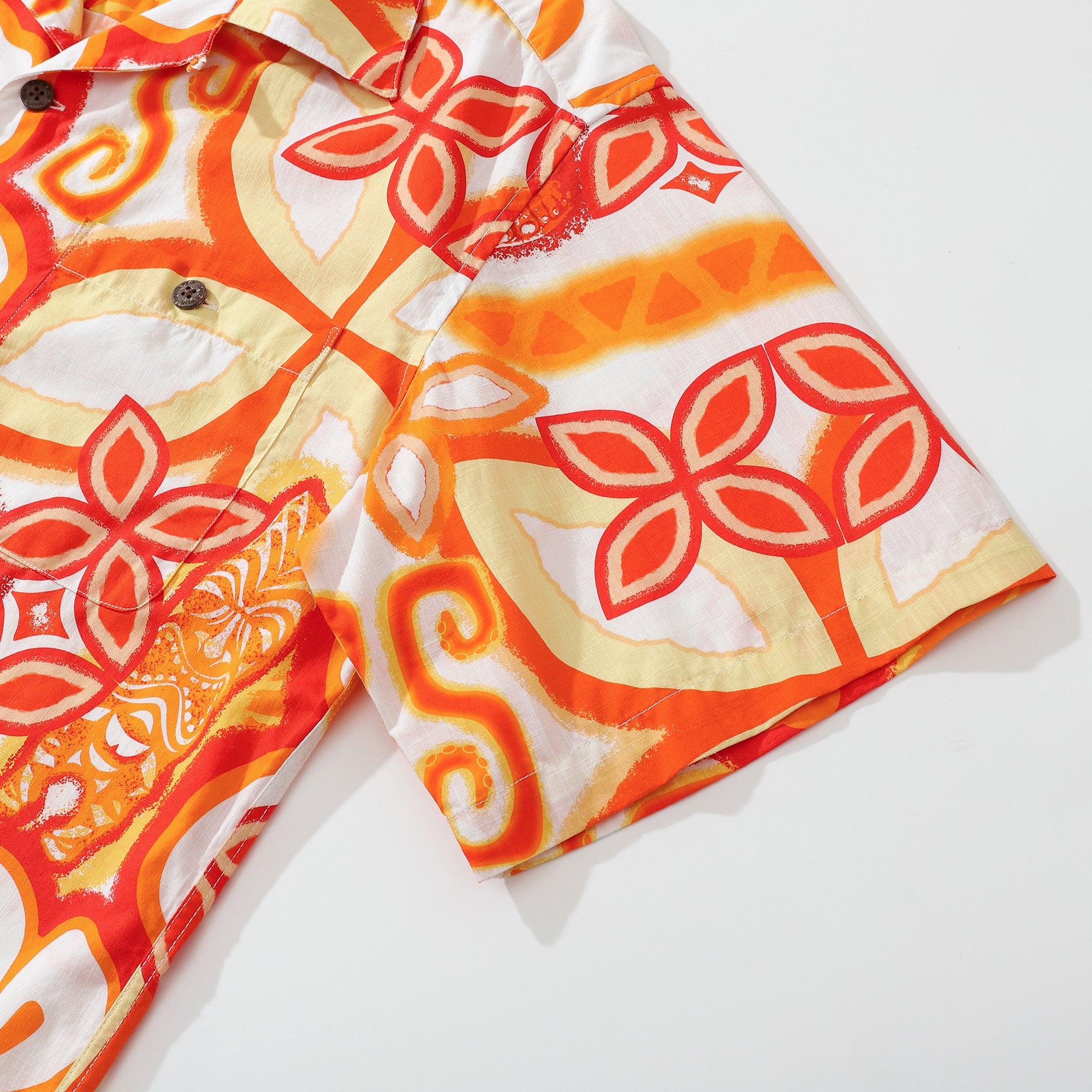 Yiume Floral Dress Shirt Tikirob Designer Hawaiian Vintage Shirt For Men Orange