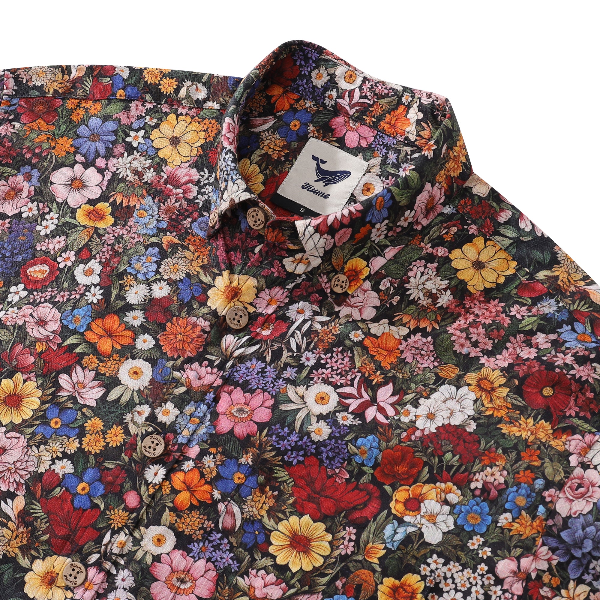 Long Sleeve Hawaiian Shirt For Men Among the Flowers Cotton Button-down Aloha Shirt