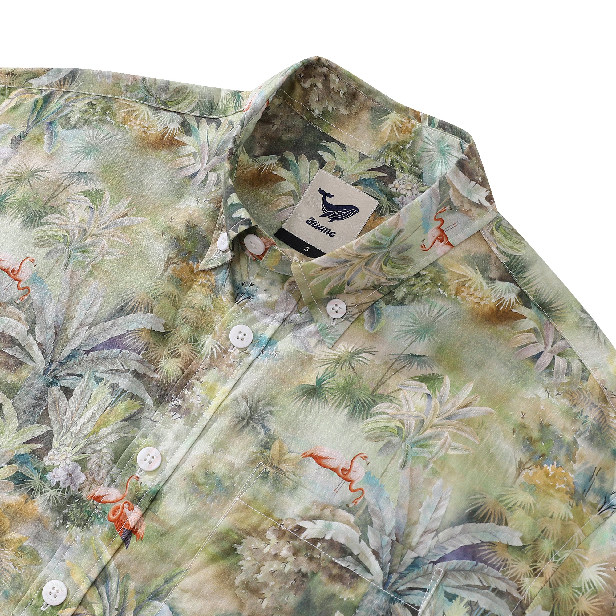 Tropical Hawaiian Shirt For Men Exotic Charm Print Cotton Button-down Short Sleeve Aloha Shirt