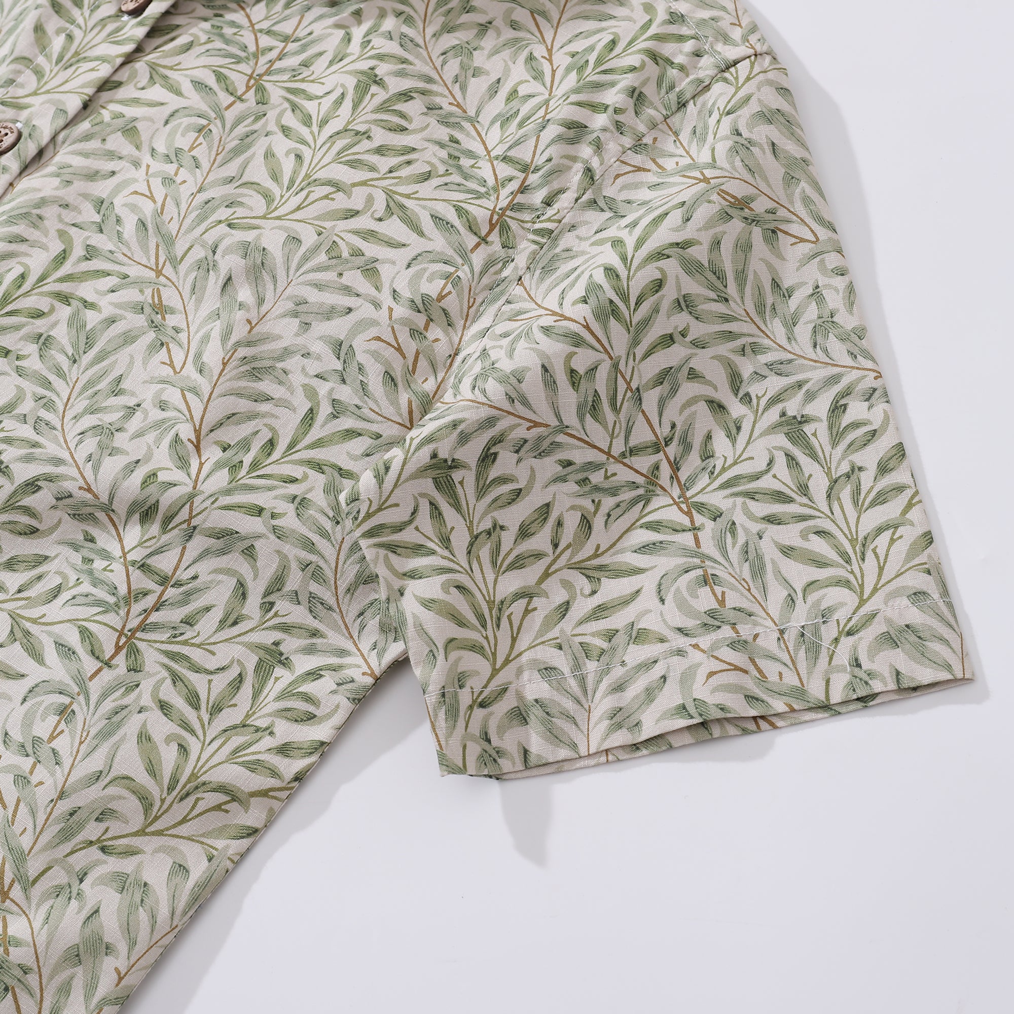 Women's Hawaiian Shirt Willow Print Cotton Button-down Short Sleeve
