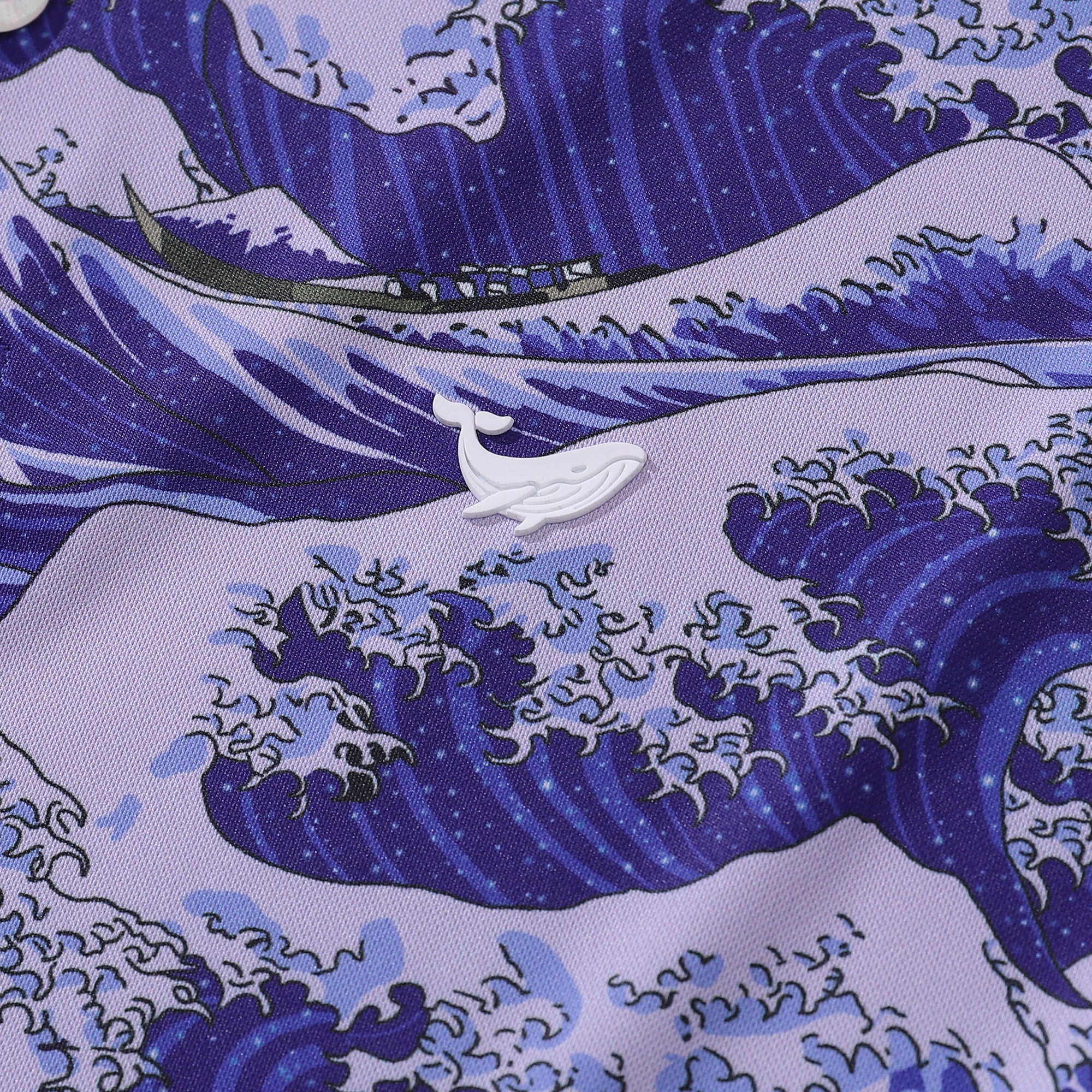 Men's Hawaiian Ocean Waves Japanese Ukiyo-e Short Sleeve Polo Shirt
