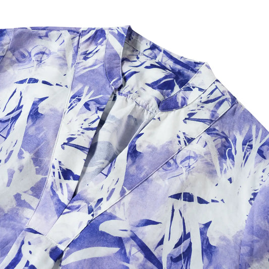 Purple Blossom Women's Art Shirt, 3/4 Sleeve V-Neck Blouse
