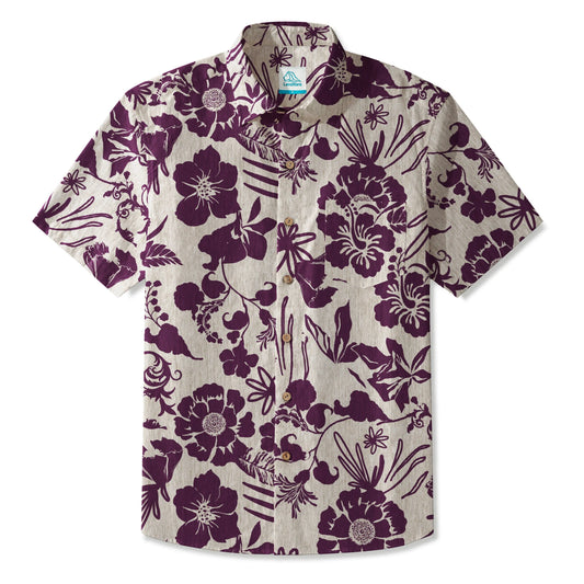 Red Aloha Floral Men's Hawaiian Shirt by LeosWare
