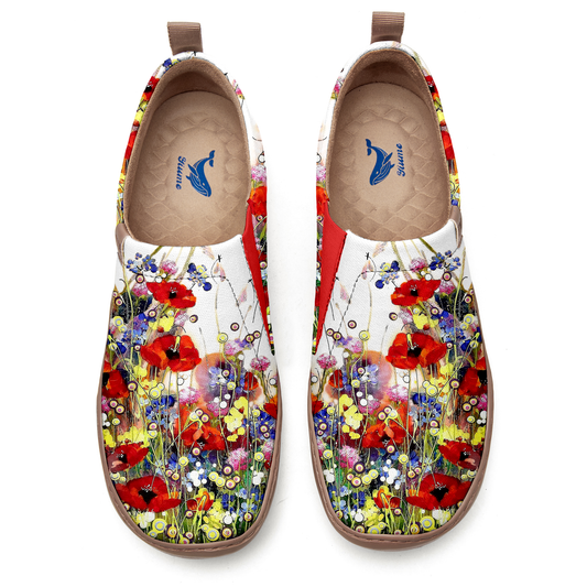 White Wildflowers Yellow Women's Shoes
