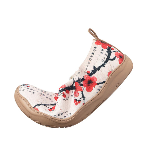 Yiume Women's Art Slip-On Shoes Comfortable Breathable Knit Casual Poetic Plum Blossom Footwear Stylish