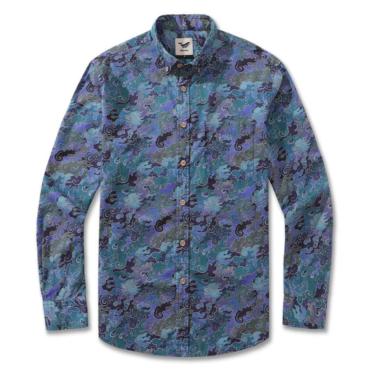 Men's Hawaiian Serene Waves cotton button-down shirt