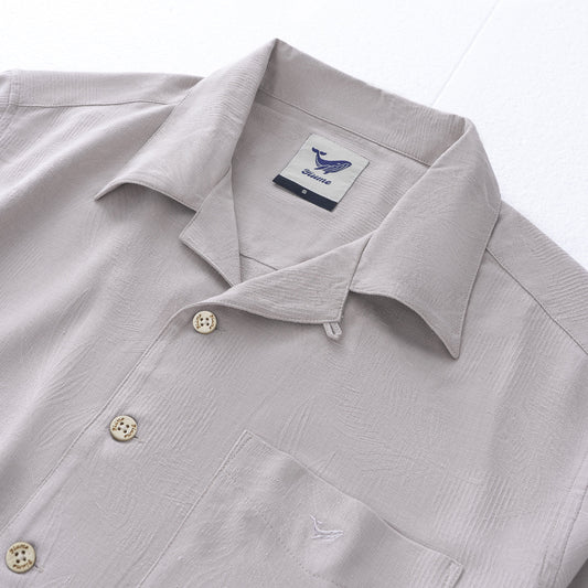 Men's silk jacquard Hawaiian shirt, light khaki, short sleeve