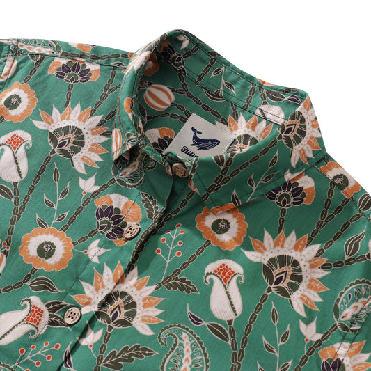 Women's Hawaiian Shirt Julia Madoka Print Cotton Button-up Short Sleeve Oriental Jungle By Julia Madoka