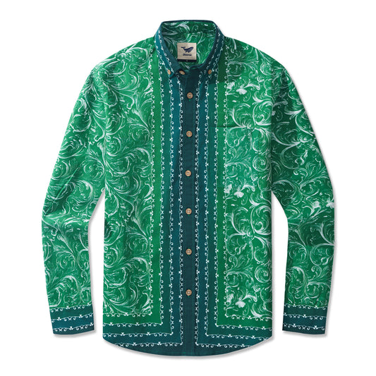 Hawaiian Sunset Baroque Symphony Shirt 100% Cotton Men's Aloha Hawaiian Long Sleeve Button-down Shirt By Yakima