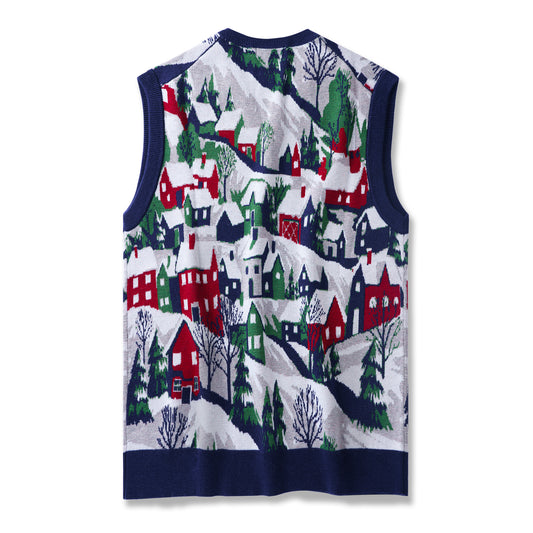 Hawaiian Sweater For Men Christmas Eve Sunset V-neck Sweater Vest By Zeke