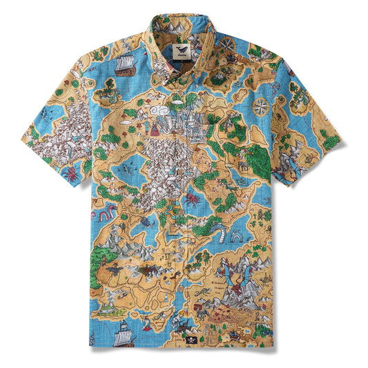 Men's Hawaiian Shirt with Enchanted World Adventure Map design