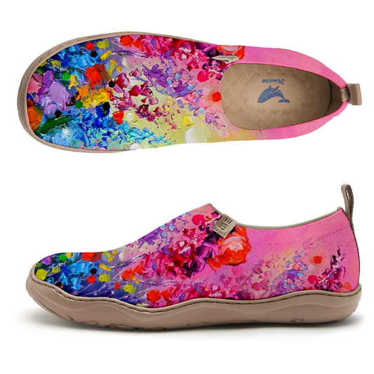 Yiume Women's Art Slip-On Shoes Comfortable Breathable Knit Casual Footwear,Pastel Petal Ocean Bloom