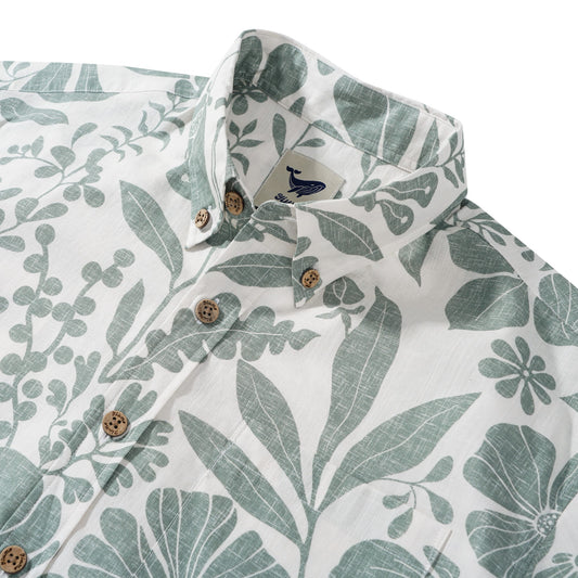 Men’s Breathable Shirt Green Floral Hawaiian Shirt – Wrinkle Free Shirt Button-Down Short Sleeve Shirt