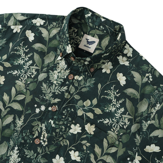 1950s Green Hawaiian Shirt For Men 100% Cotton Button-down Short Sleeve Tropical Shirt