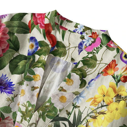 Aloha Sunlight Florals women's blouse, detailed floral pattern