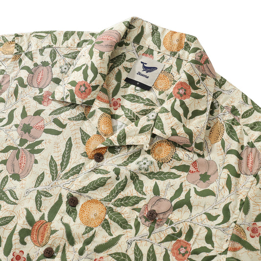 Fruit Hawaiian Shirt For Men William Morris Designer Shirt Tencel™ Pomegranate (tencel™)