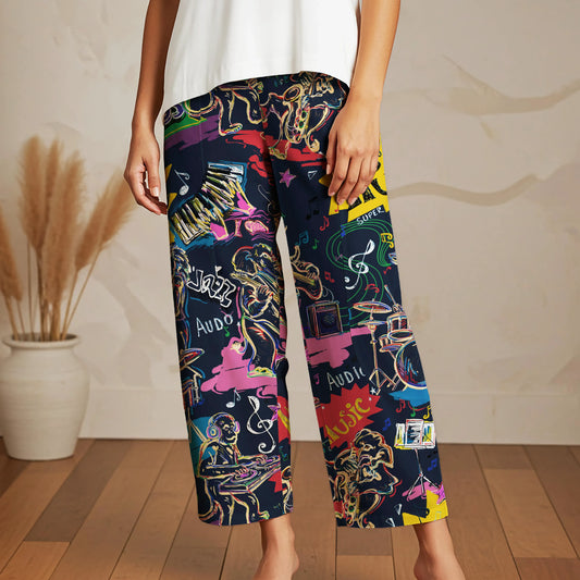 Blue Aloha Creature Concerto Women's Ankle Pants with elastic waist and pockets