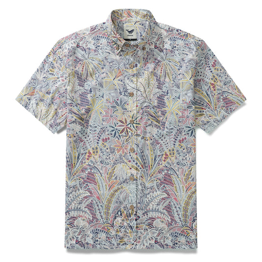 Breathable Hawaiian Shirt for Men Tropical Palm Tree Print 100% Cotton Wrinkle Free Shirt