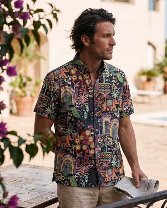 Men's Hawaiian Shirt Jaipur Gem vibrant design