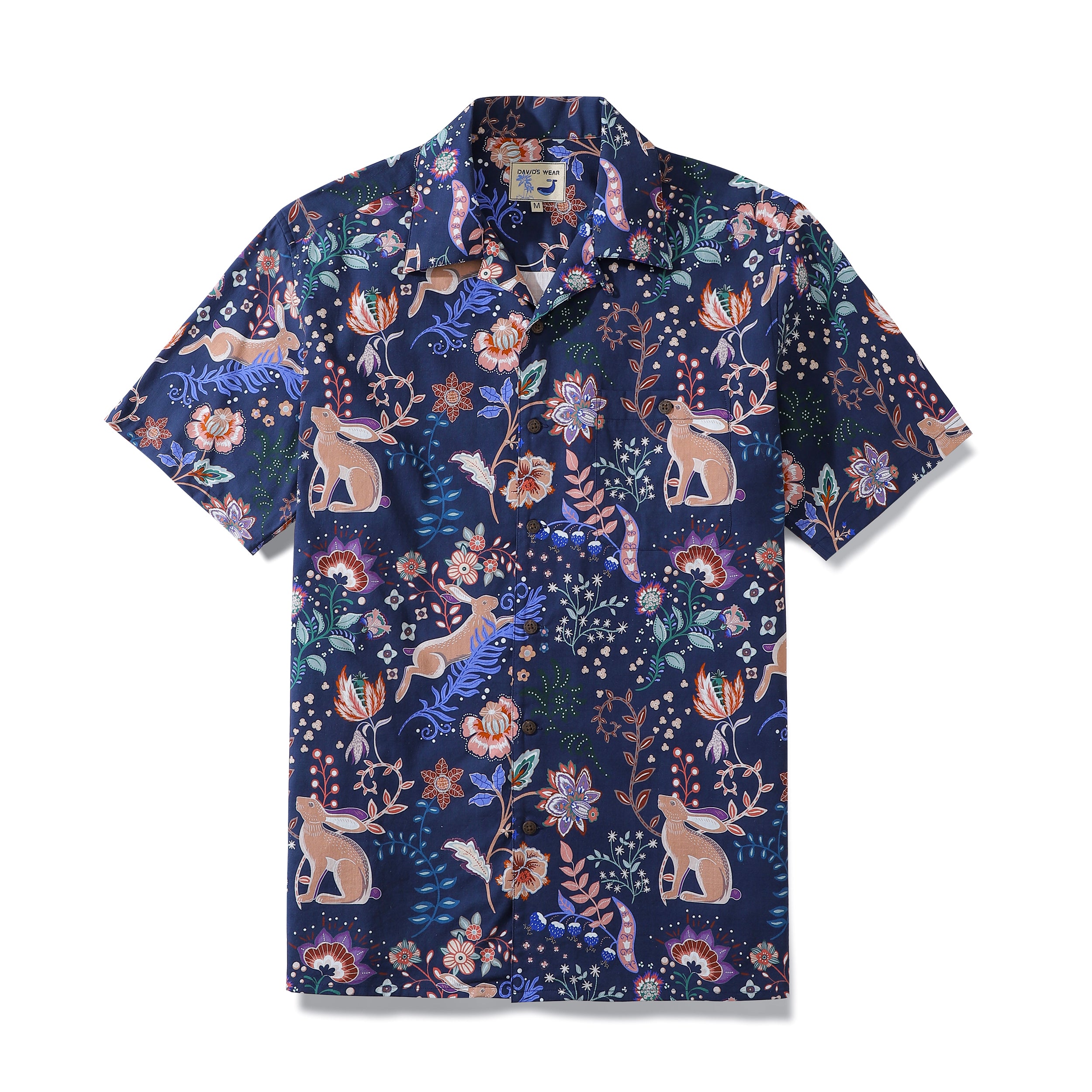 Men's Hawaiian Shirt Happy Rabbit Coconut Button Camp Aloha Shirt