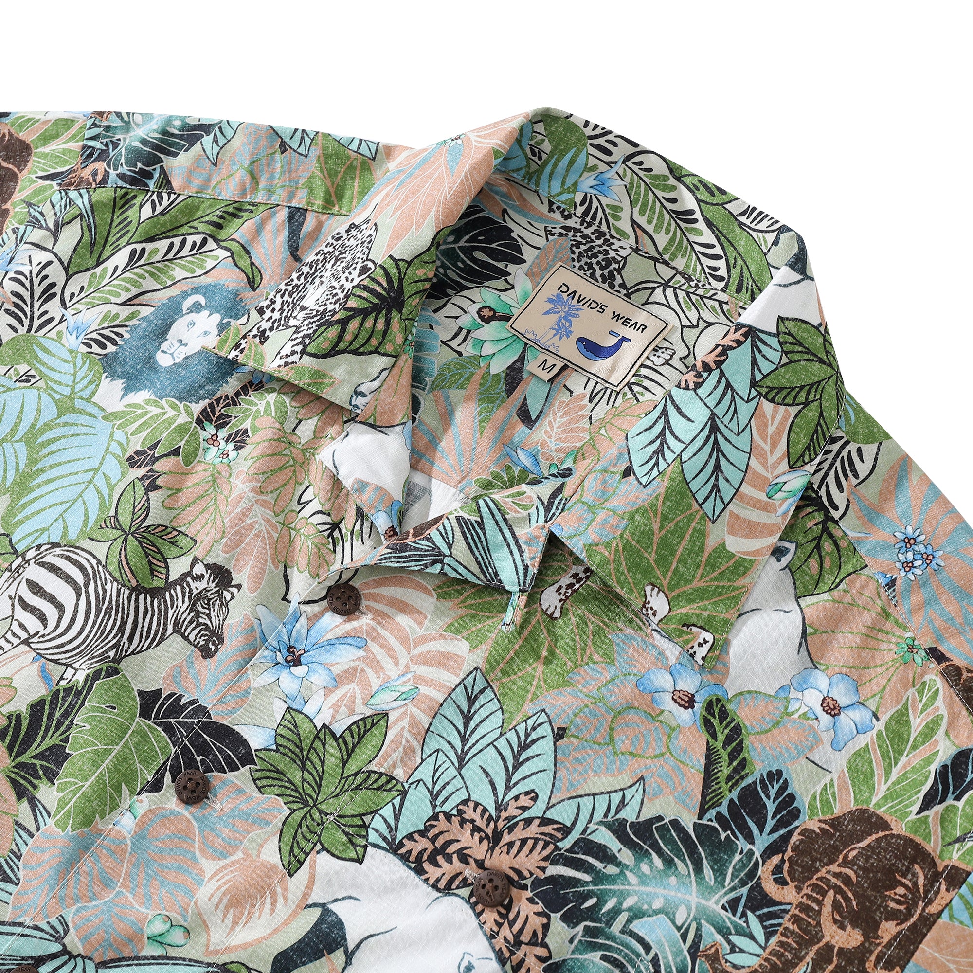 Tropical Jungle Animal Print 1930s Hawaiian Shirt Short Sleeve Shirt