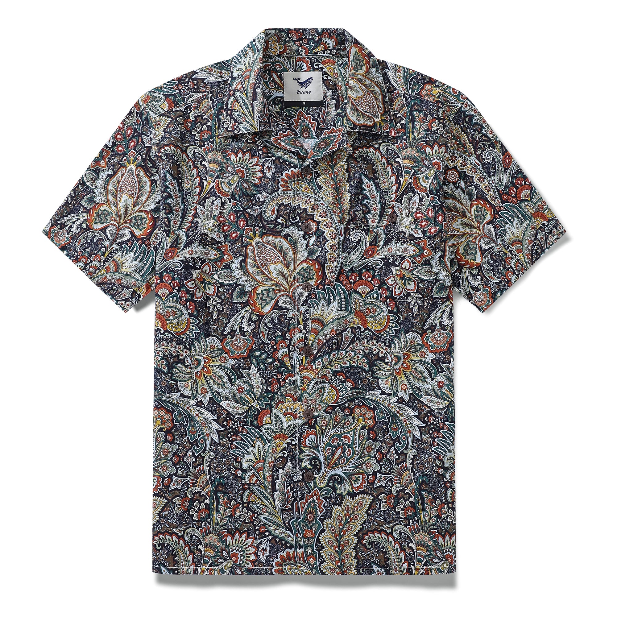 Hawaiian Shirt For Men Scrollwork Shirt Camp Collar 100% Cotton – YIUME ...