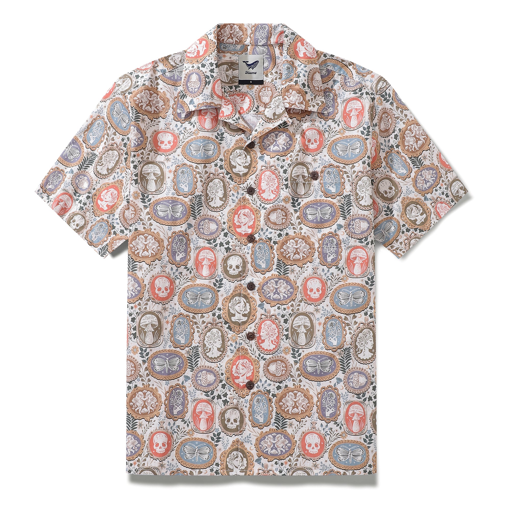 Hawaiian Shirt For Men Cameo Collection By Rebecca Elfast Shirt Camp Collar 100% Cotton