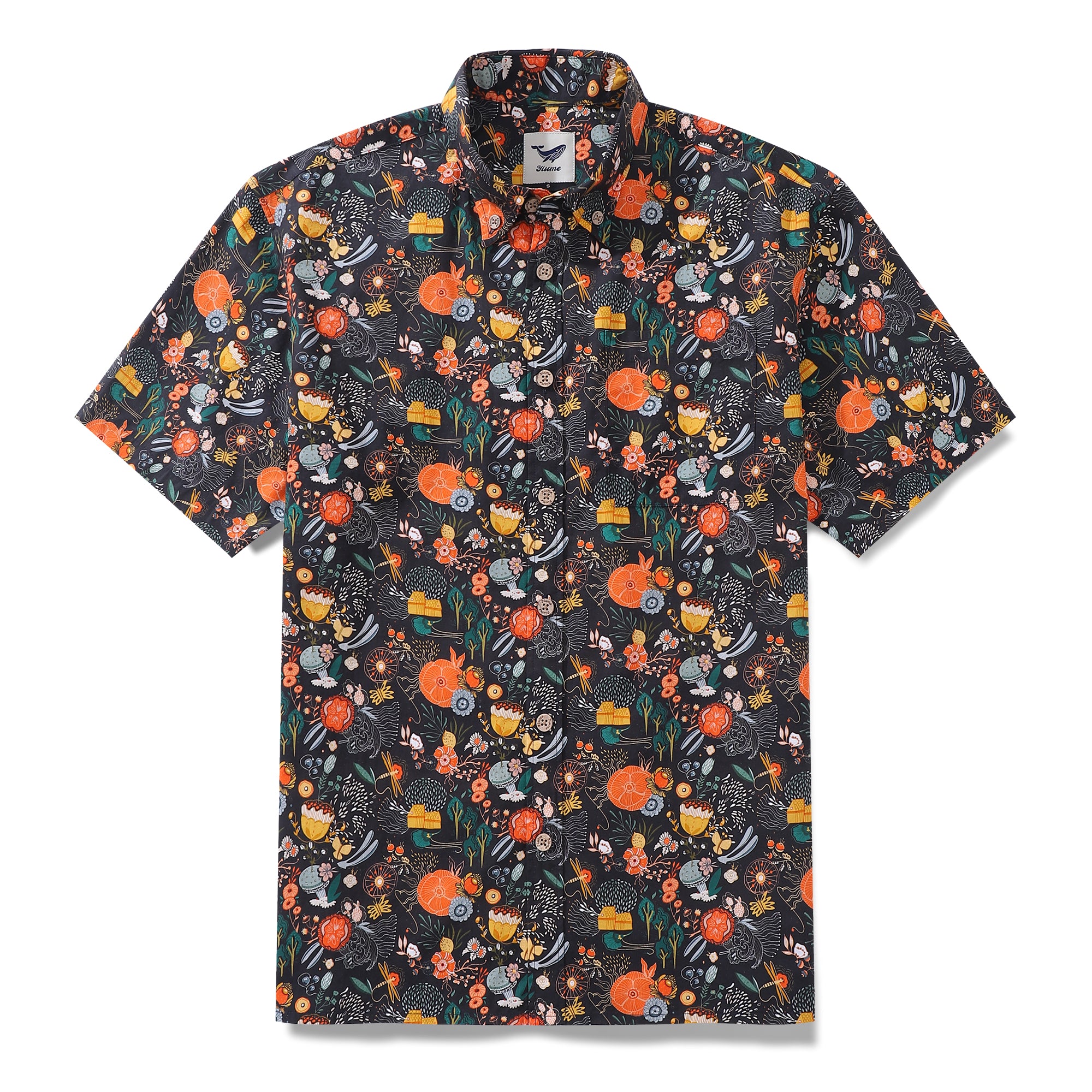Men's Hawaiian Shirt The Secret Garden Print By Lucille Pattern Cotton Button-down Short Sleeve Aloha Shirt