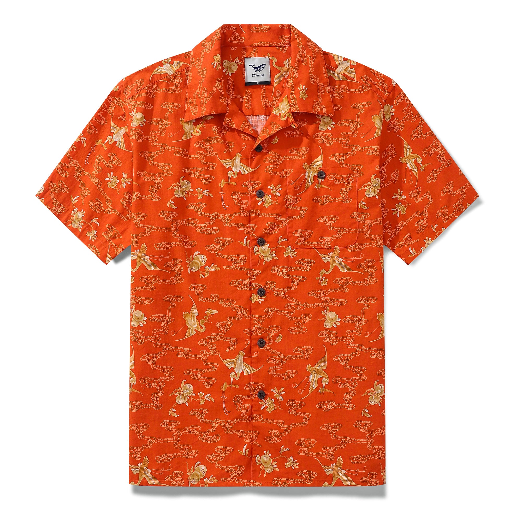 Vintage 1940s Hawaiian Shirt For Men Lucky Prosperity Shirt Camp Collar