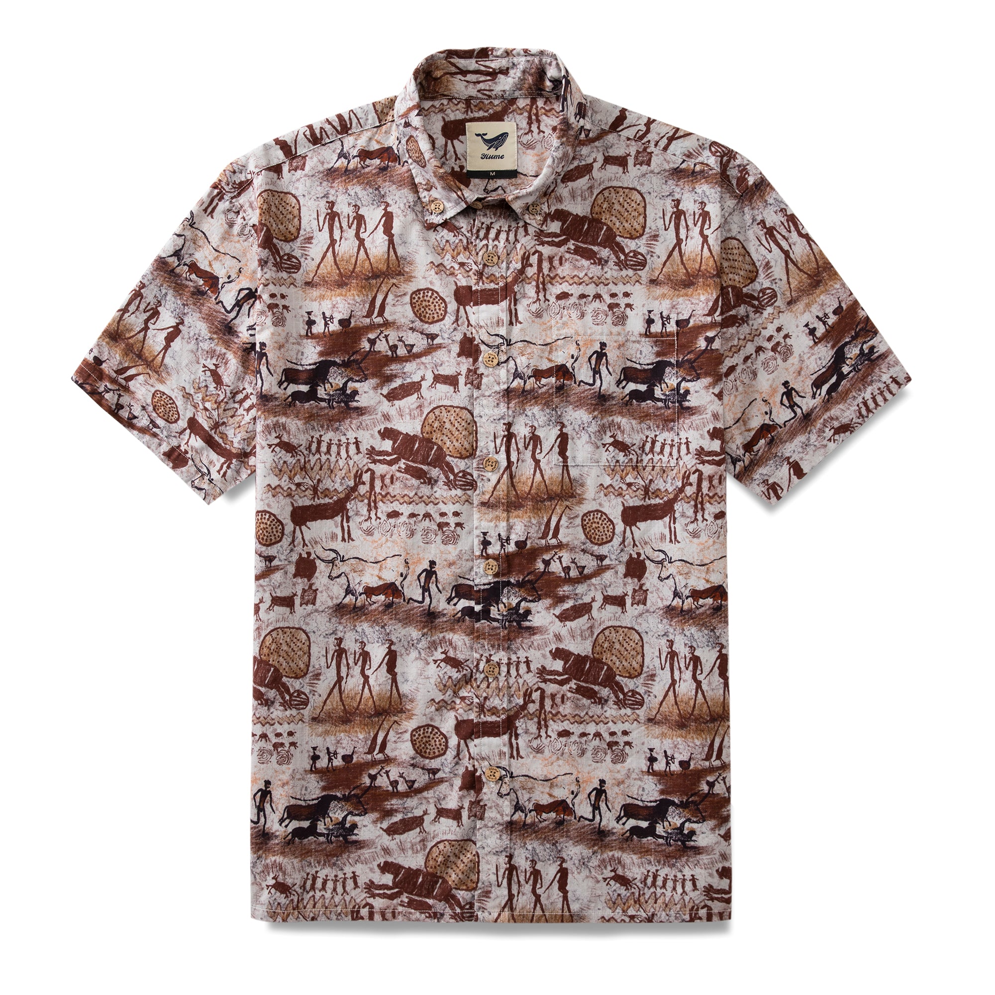 Men's Hawaiian Shirt Dawn of Artistry Print Cotton Button-down Short Sleeve Aloha Shirt