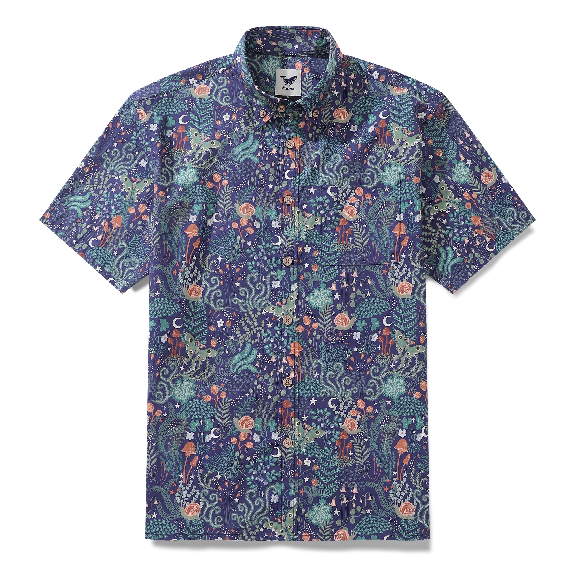 Soft Hawaiian Shirt For Men Enchanted Evening Print Cotton Button-down Short Sleeve Aloha Shirt