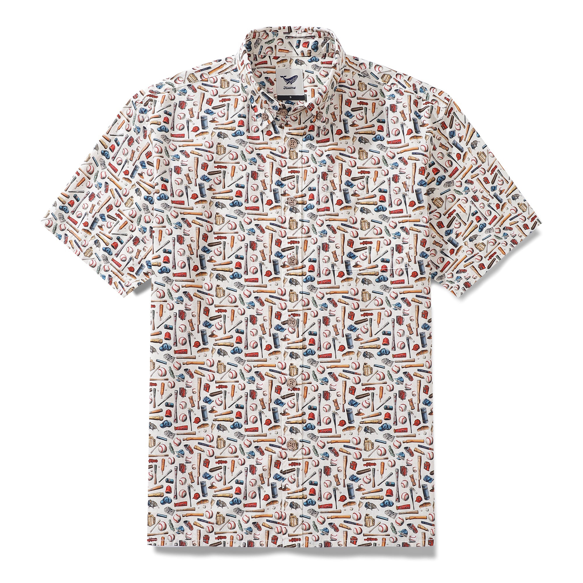 Men's Hawaiian Shirt Field of Dreams Print Cotton Button-down Short Sleeve Aloha Shirt